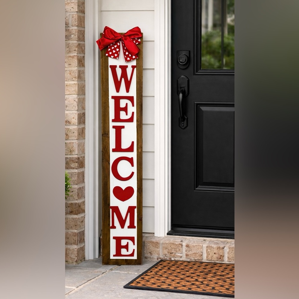 Red and White Welcome Sign
